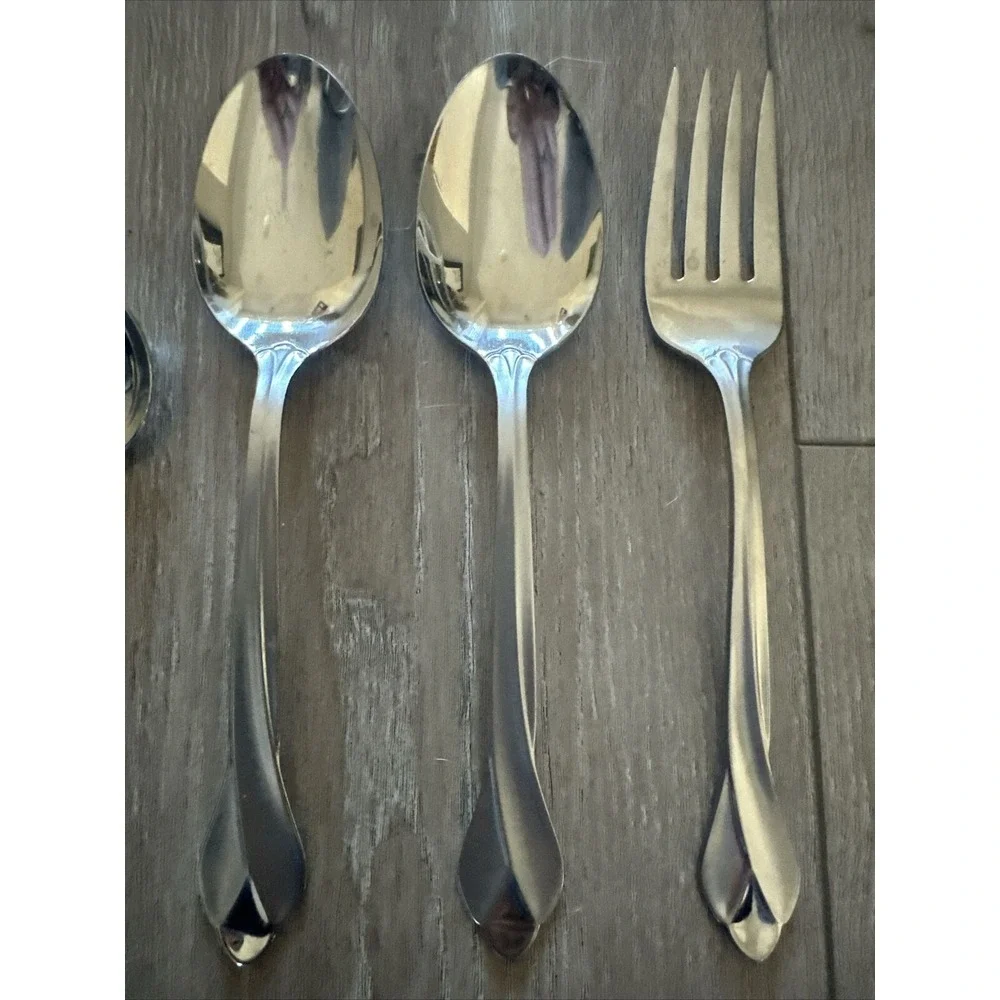5 PCs Oneida TRIBECA Serving Set Spoons Fork Butter‎ Spreader Satin Stainless